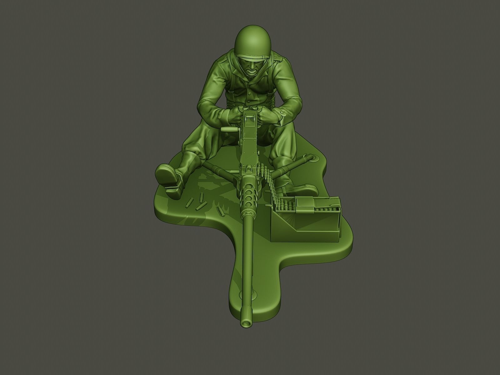 American soldier ww2 firing A7 3D print model_9