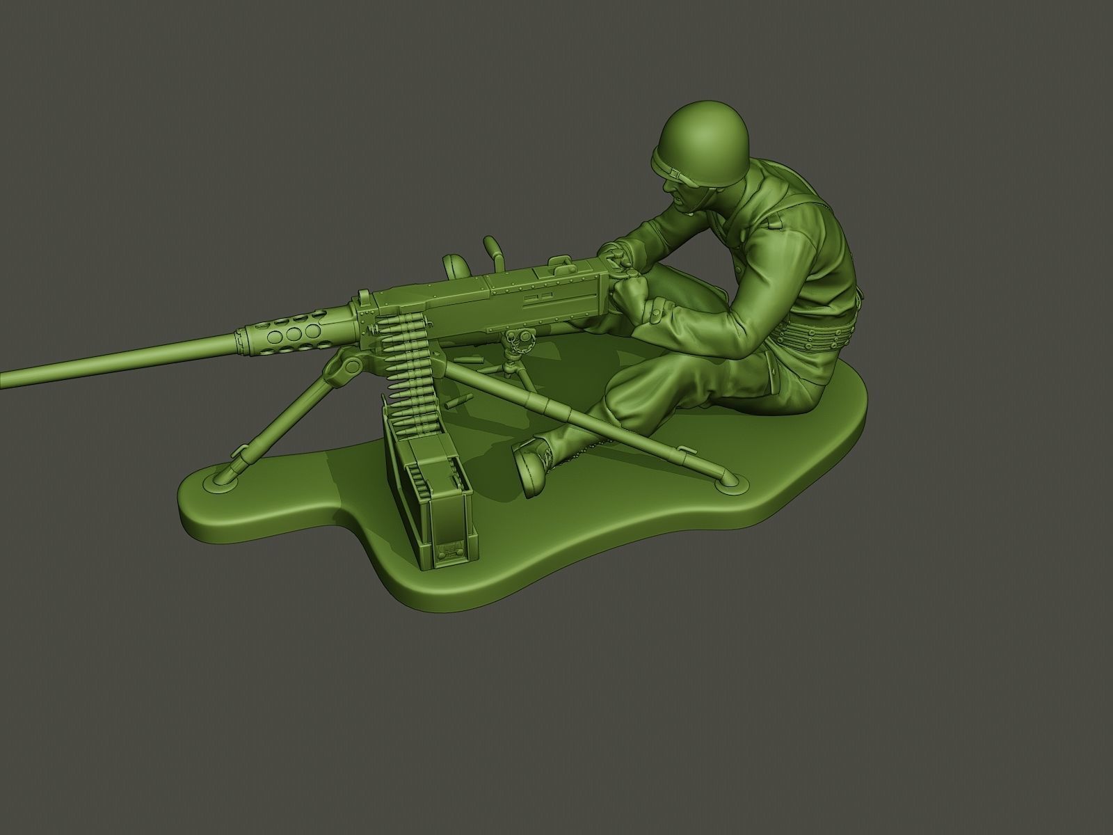 American soldier ww2 firing A7 3D print model_1