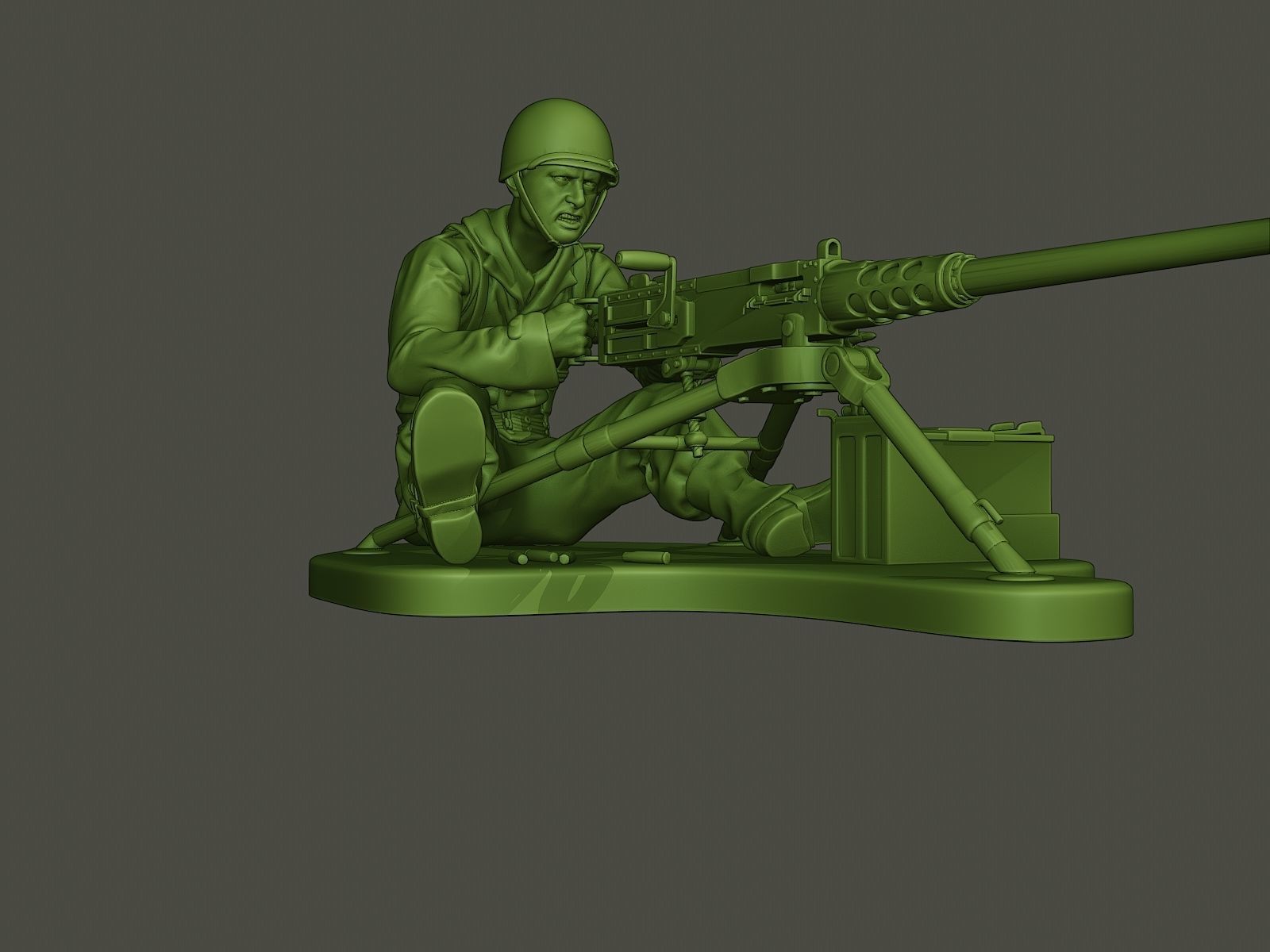 American soldier ww2 firing A7 3D print model_11