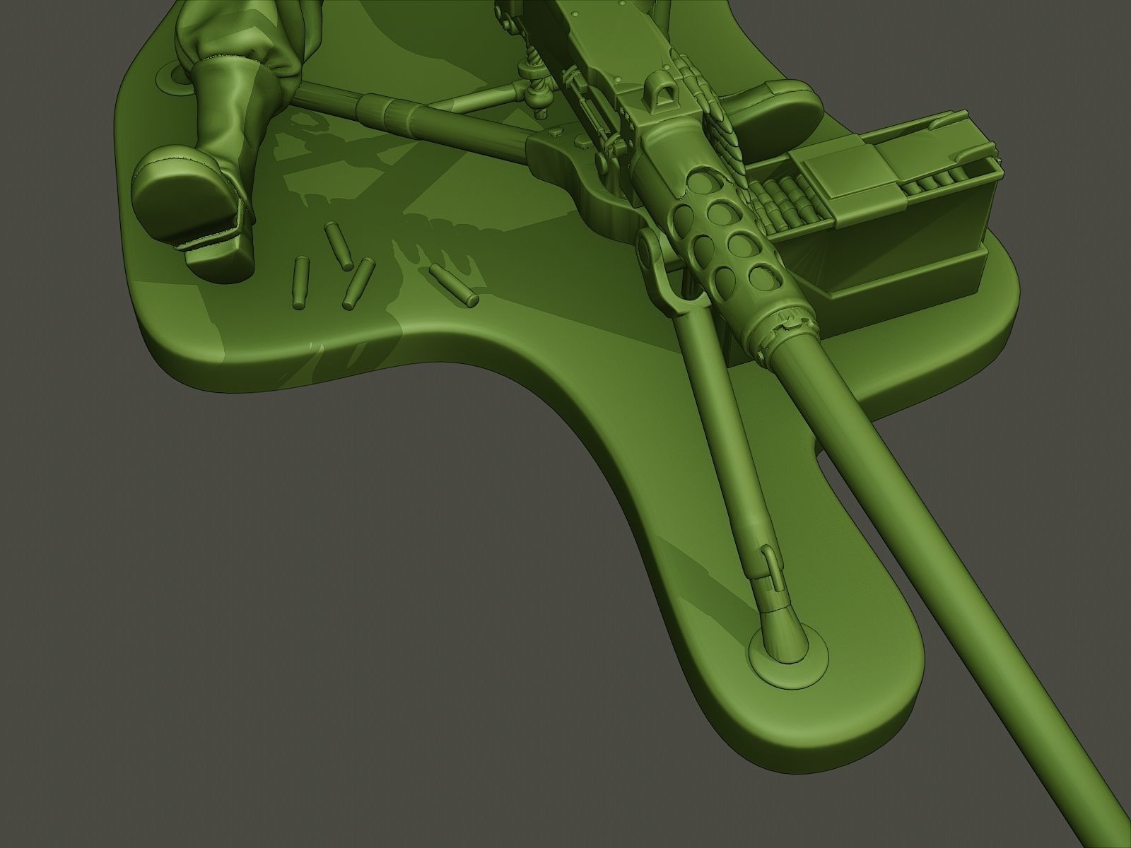 American soldier ww2 firing A7 3D print model_17