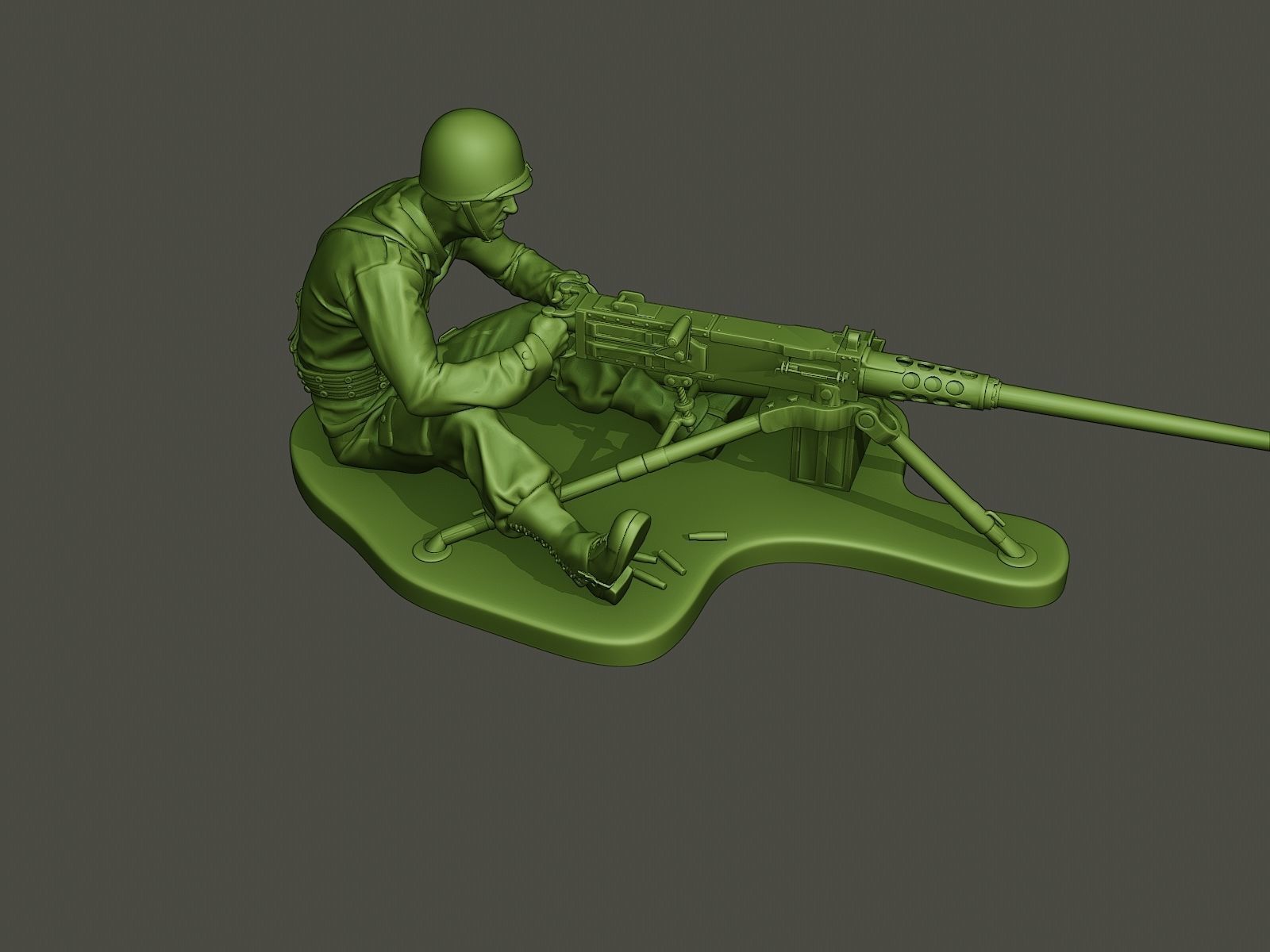 American soldier ww2 firing A7 3D print model_7