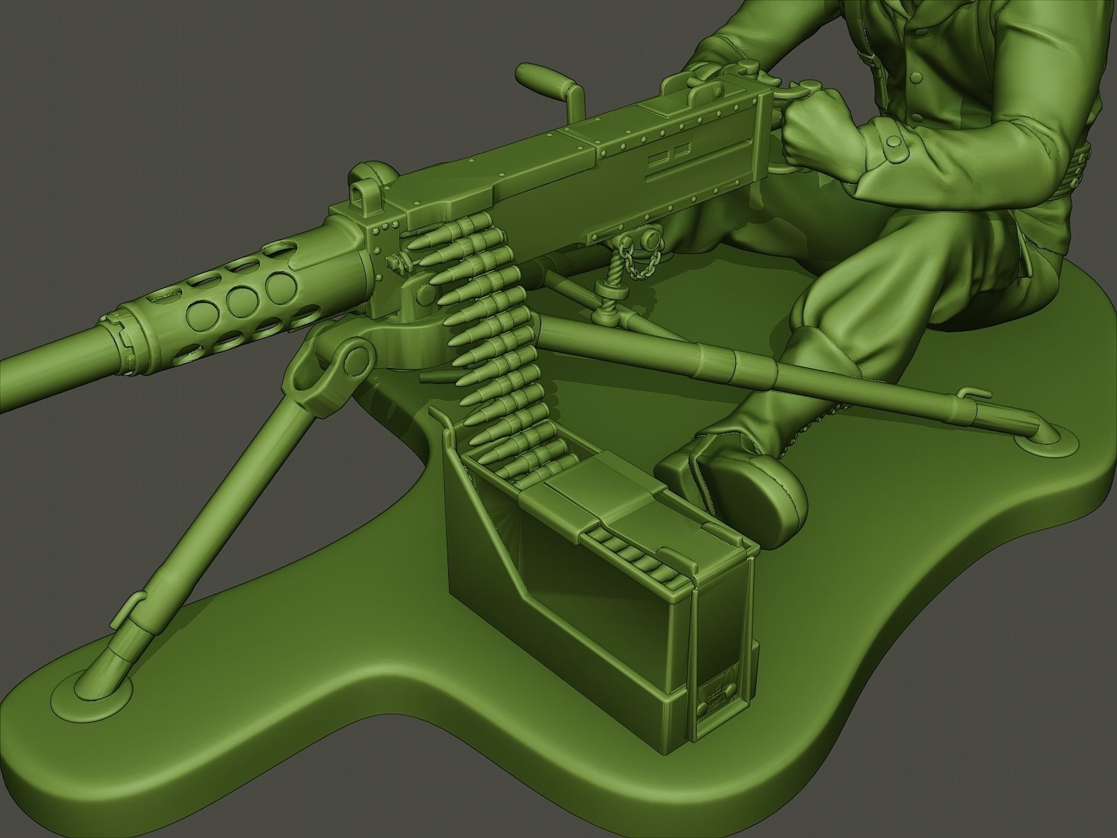 American soldier ww2 firing A7 3D print model_16