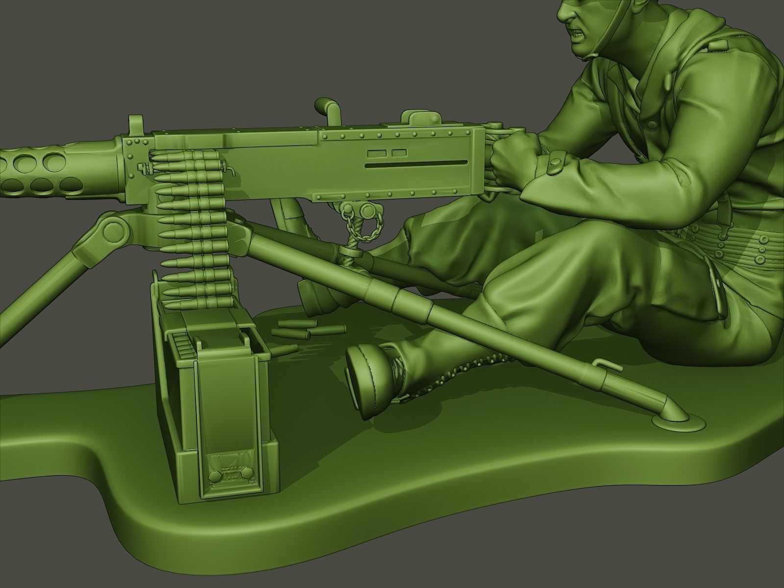 American soldier ww2 firing A7 3D print model_15