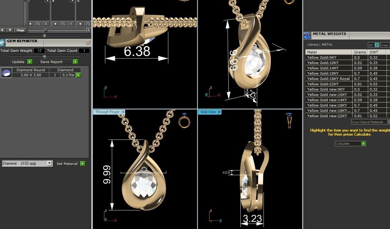 Women solitaire pendant 3dm render detail  3D print model_6