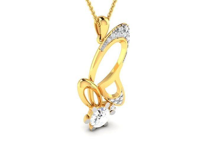 Women solitaire pendant 3dm render detail  3D print model