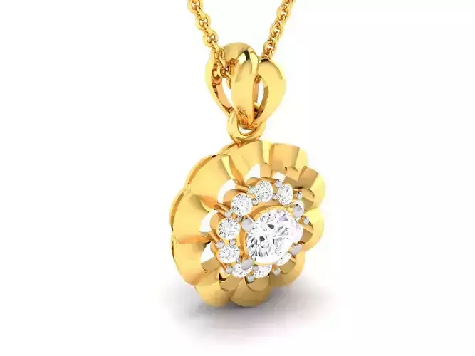 Women solitaire pendant 3dm render detail 