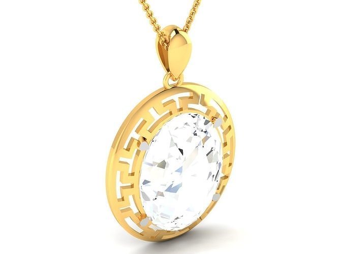 Women solitaire pendant 3dm render detail  3D print model