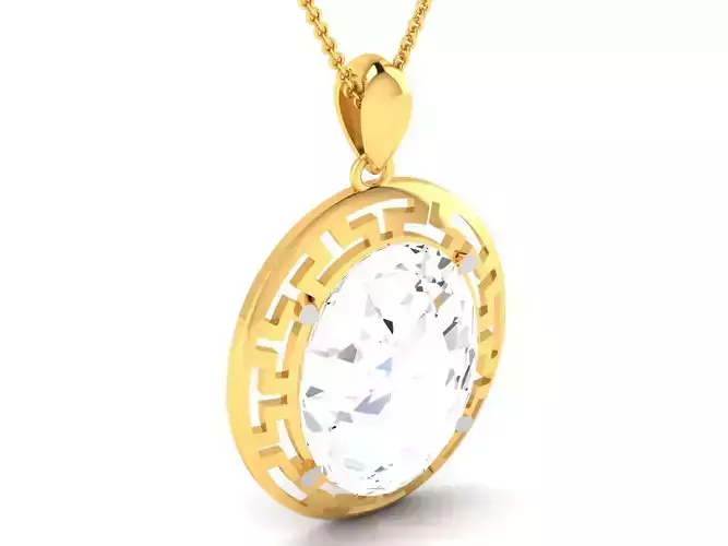 Women solitaire pendant 3dm render detail 