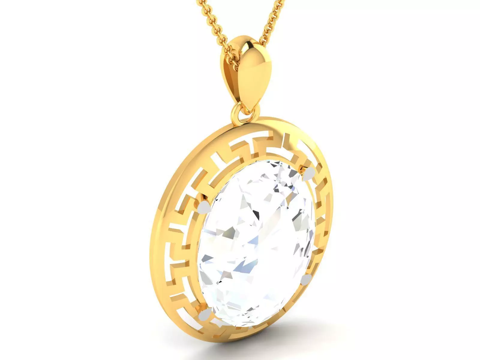 Women solitaire pendant 3dm render detail  3D print model_0
