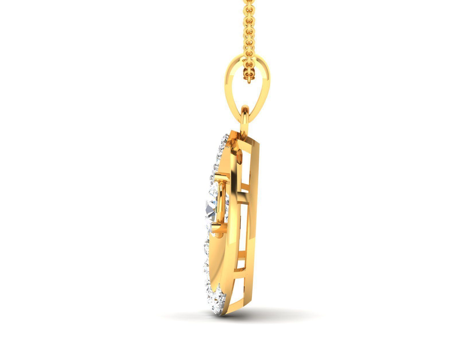 Women solitaire pendant 3dm render detail  3D print model_4