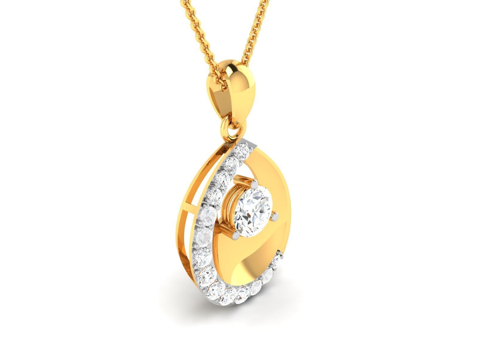 Women solitaire pendant 3dm render detail  3D print model_1