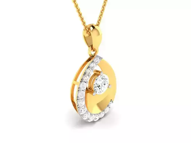 Women solitaire pendant 3dm render detail 