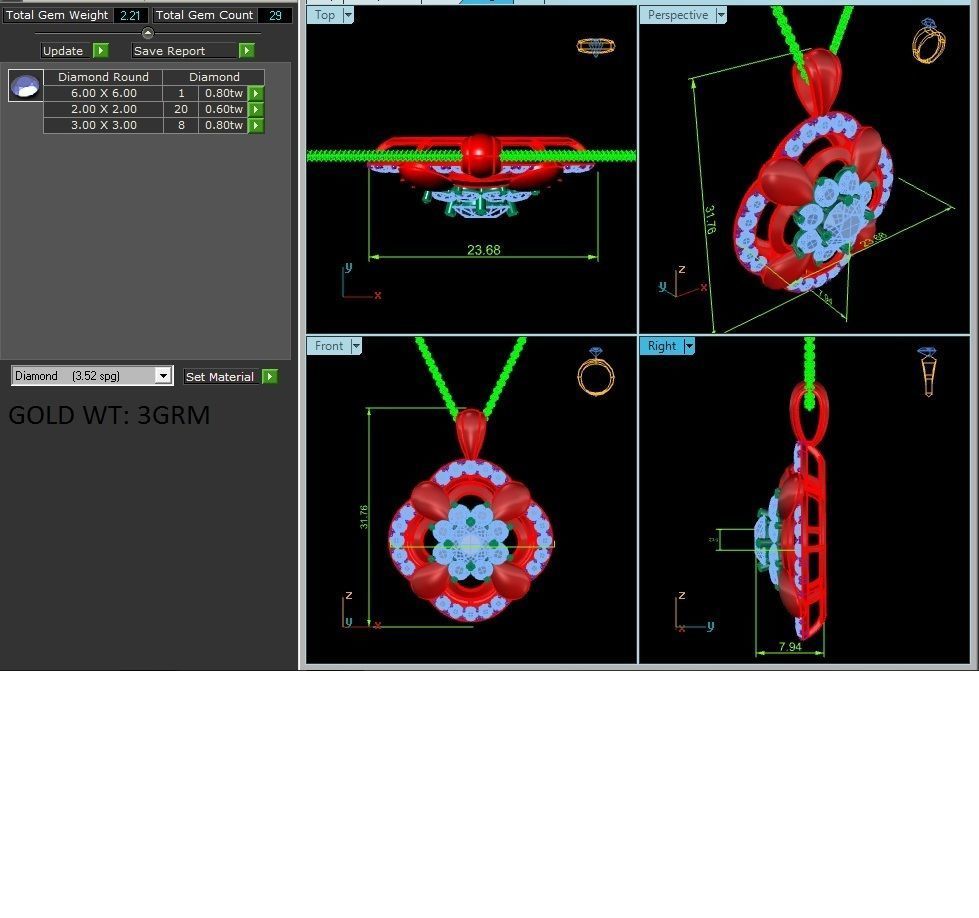 Women solitaire pendant 3dm render detail  3D print model_5