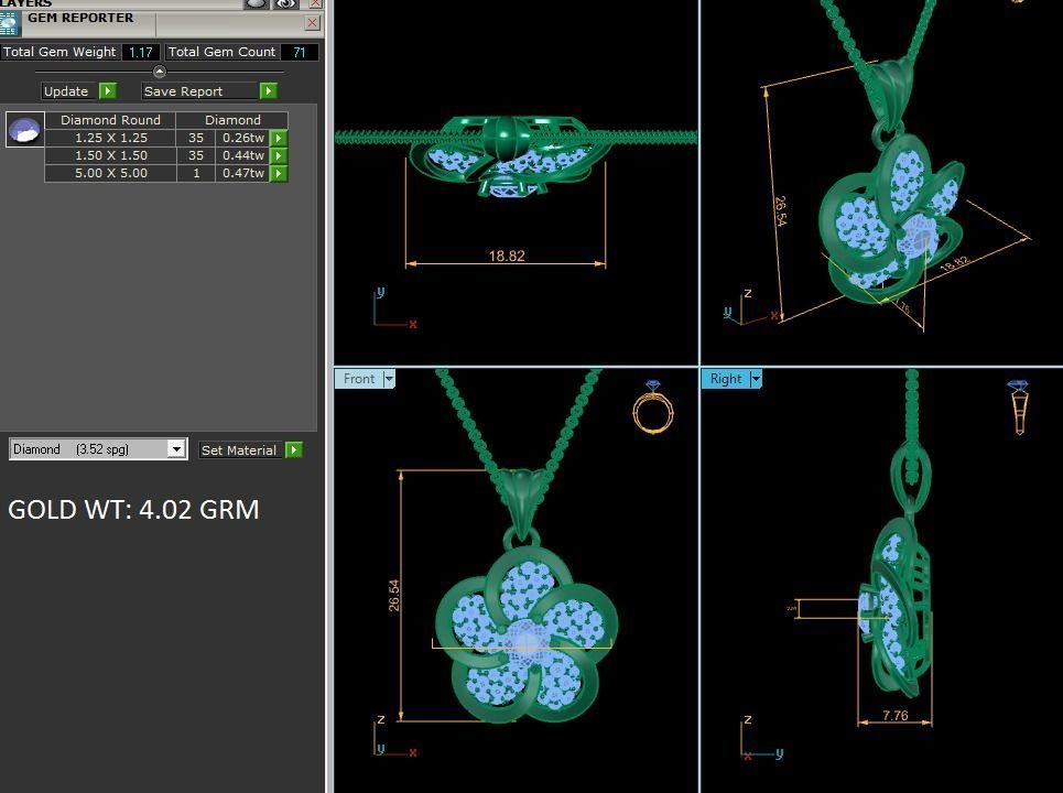 Women solitaire pendant 3dm render detail 3D print model_6