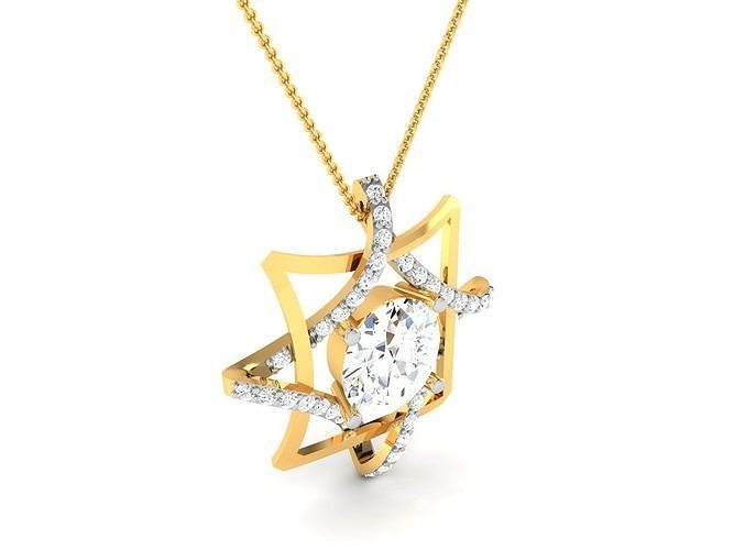 Women solitaire pendant 3dm render detail  3D print model