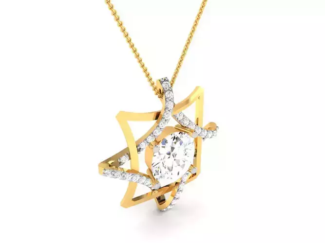 Women solitaire pendant 3dm render detail 3D print model