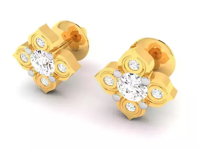 Women solitaire earrings 3dm render detail  3D print model