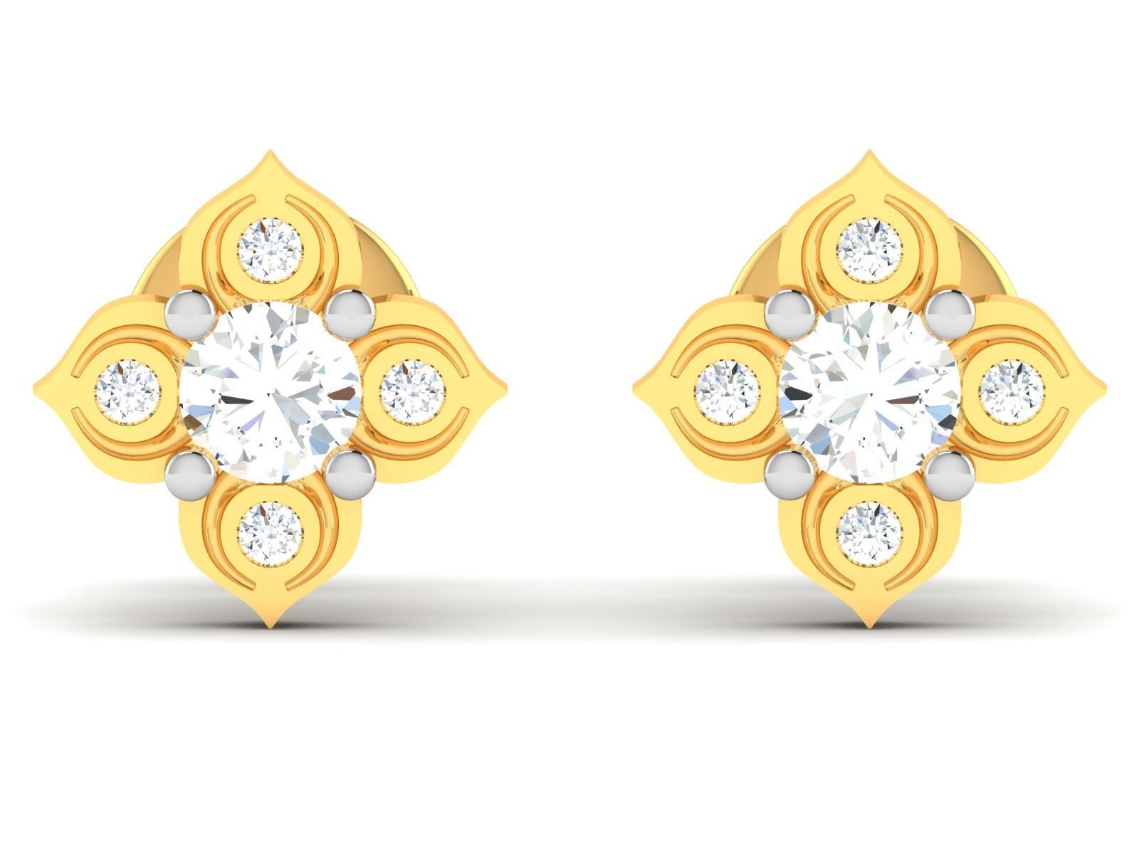 Women solitaire earrings 3dm render detail 3D print model_3