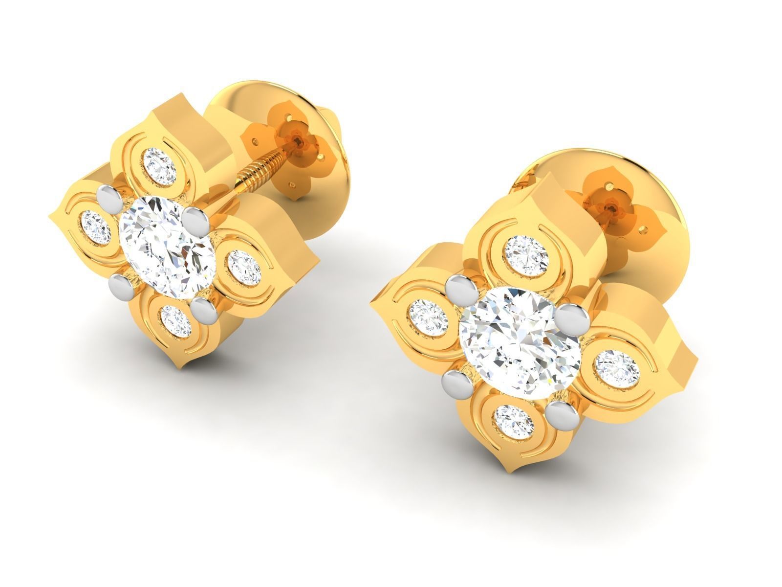 Women solitaire earrings 3dm render detail 3D print model_1