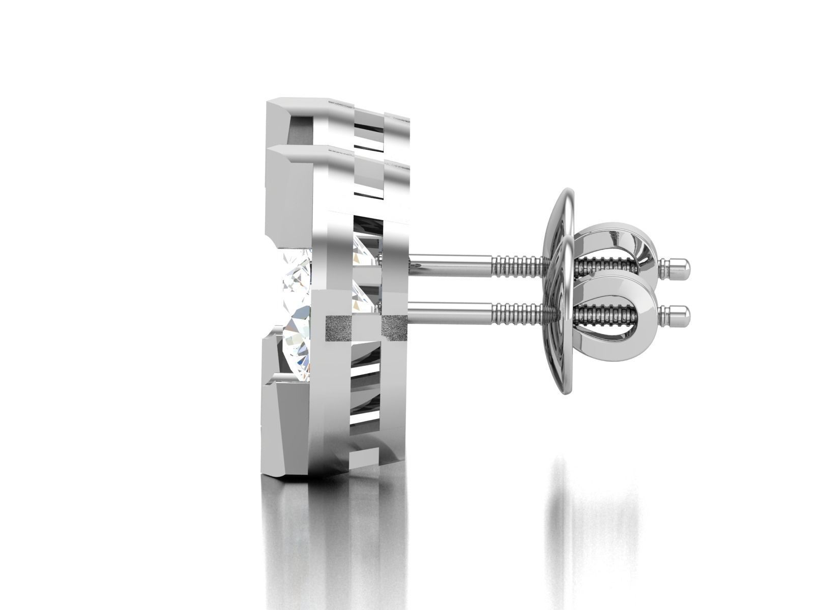 Women solitaire earrings 3dm render detail 3D print model_5