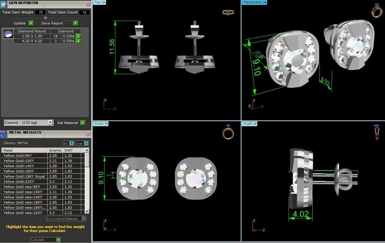 Women solitaire earrings 3dm render detail 3D print model_6