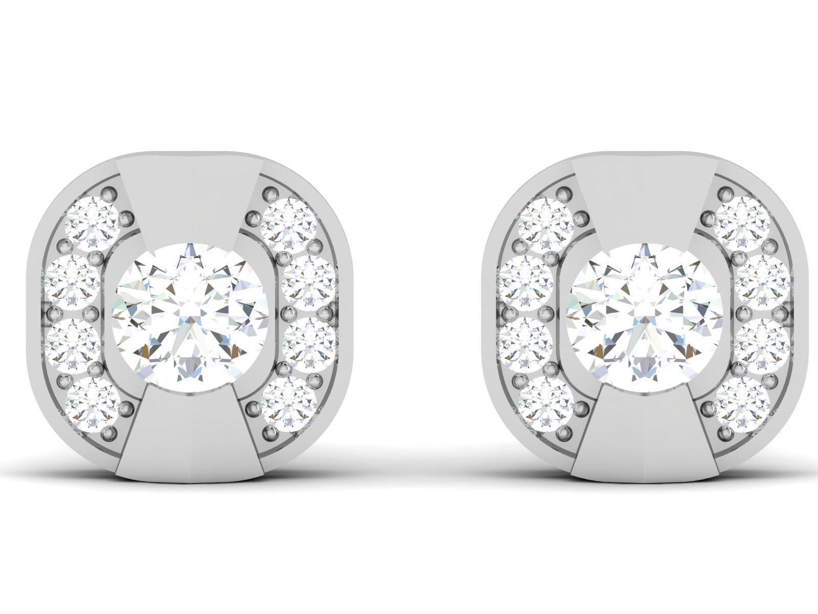 Women solitaire earrings 3dm render detail 3D print model_3