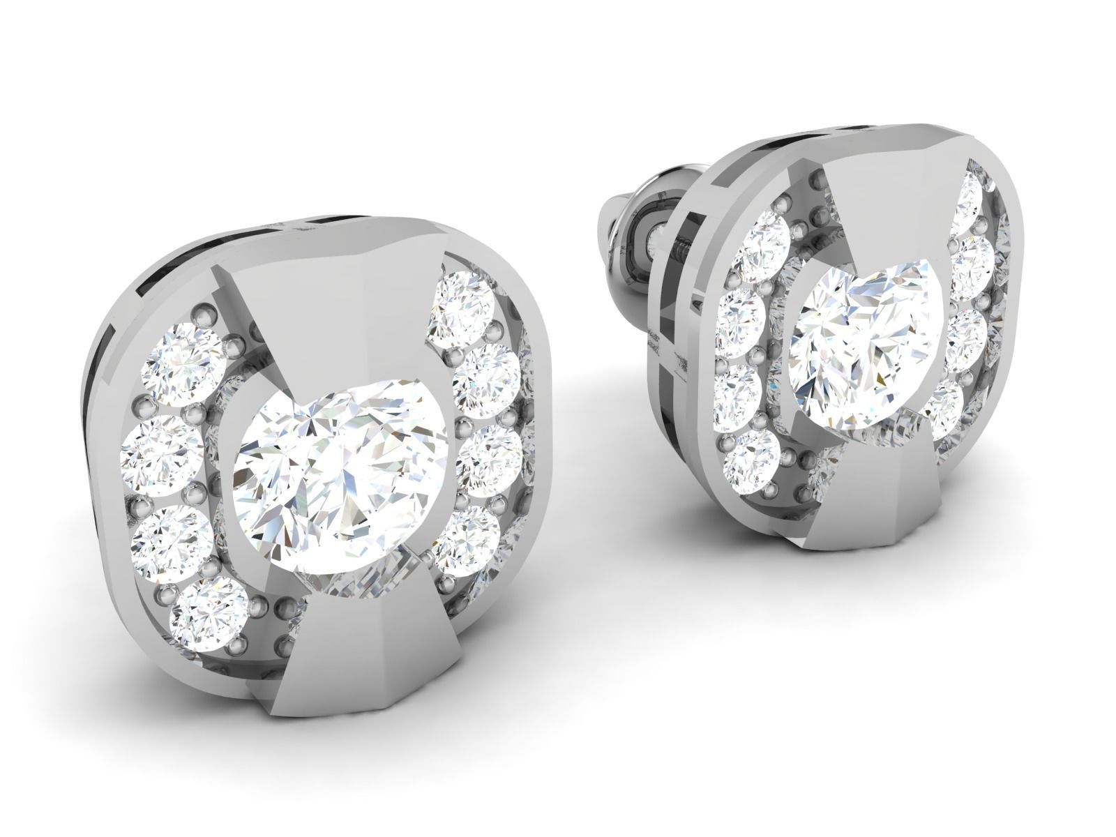 Women solitaire earrings 3dm render detail 3D print model_1