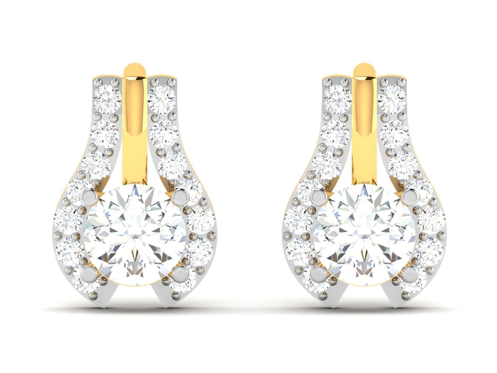 Women solitaire earrings 3dm render detail 3D print model_3
