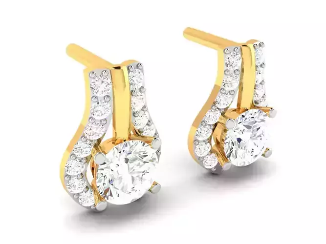 Women solitaire earrings 3dm render detail  3D print model