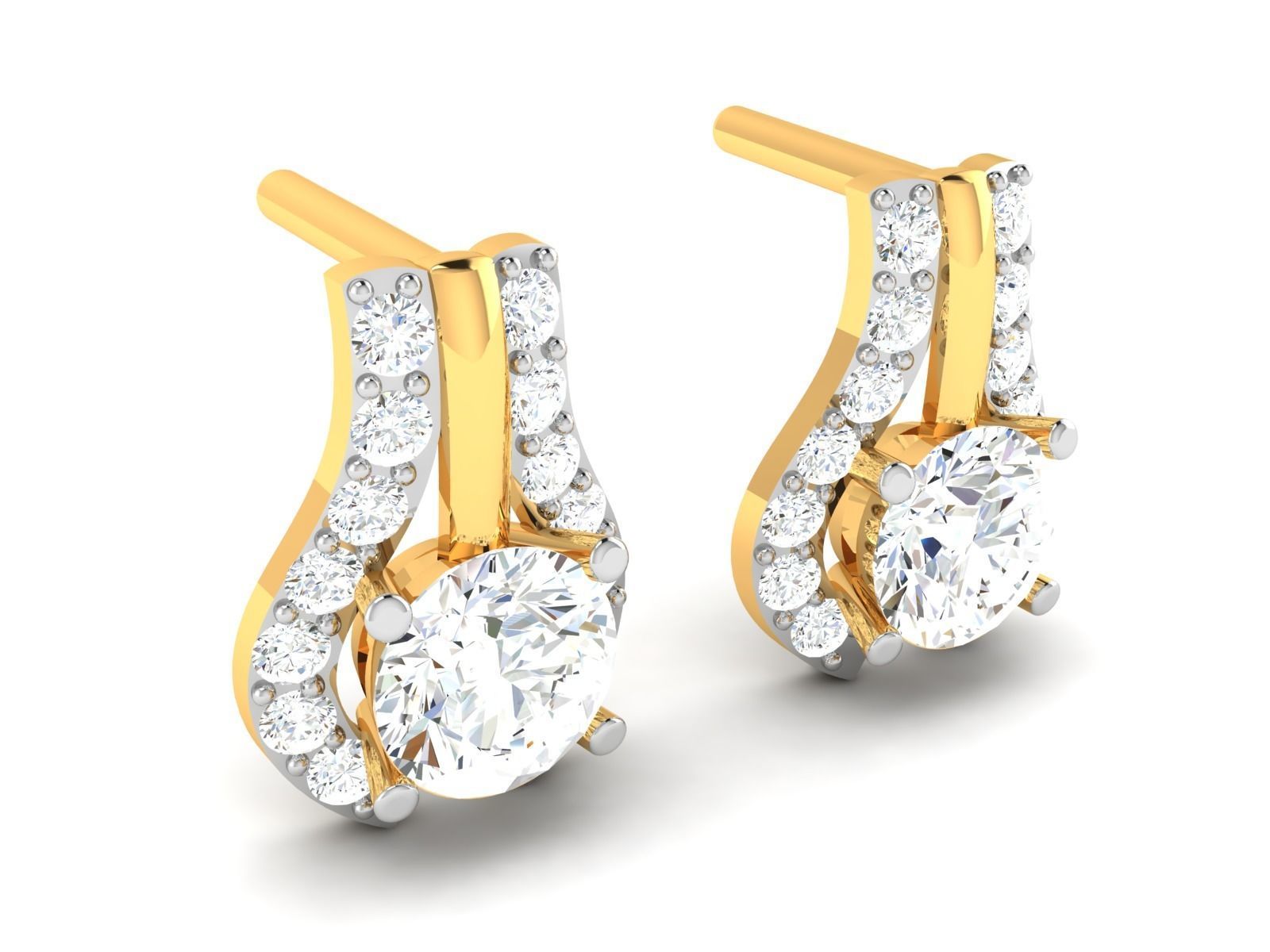 Women solitaire earrings 3dm render detail 3D print model_1