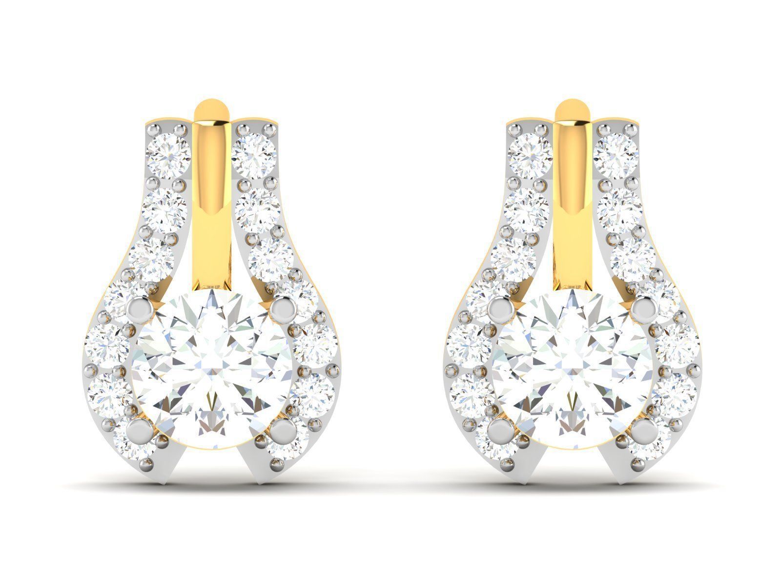 Women solitaire earrings 3dm render detail 3D print model_2