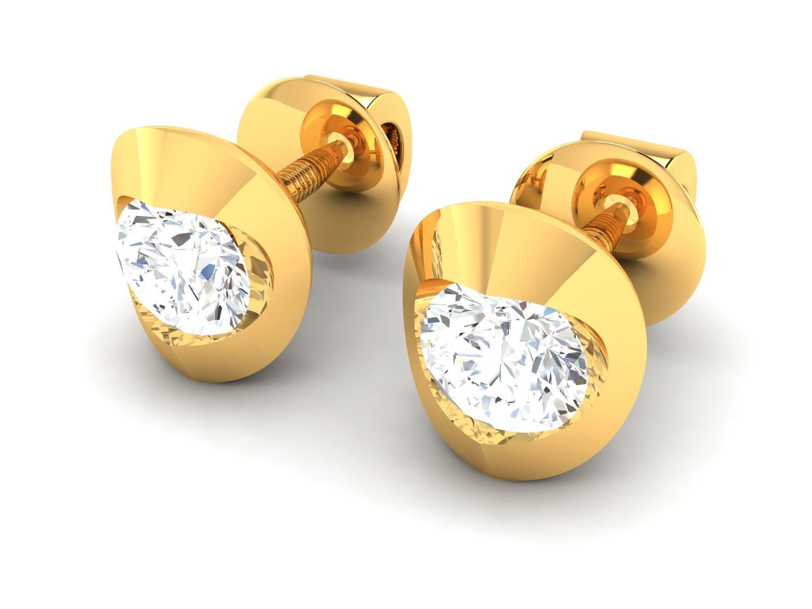 Women solitaire earrings 3dm render detail 3D print model_1
