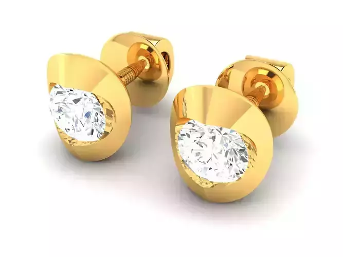 Women solitaire earrings 3dm render detail  3D print model