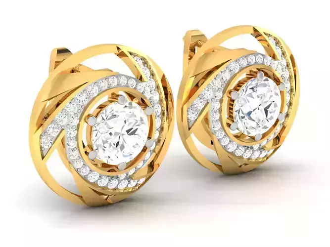 Women solitaire earrings 3dm render detail  3D print model