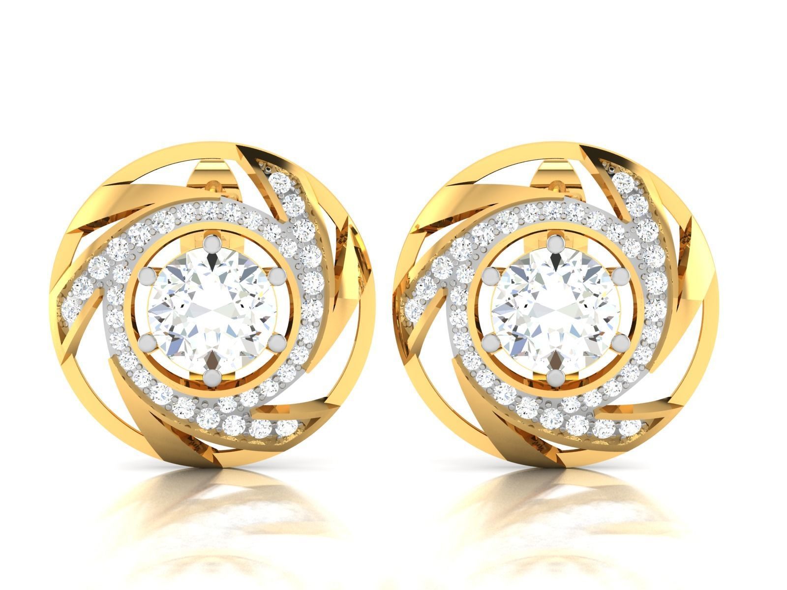 Women solitaire earrings 3dm render detail 3D print model_3