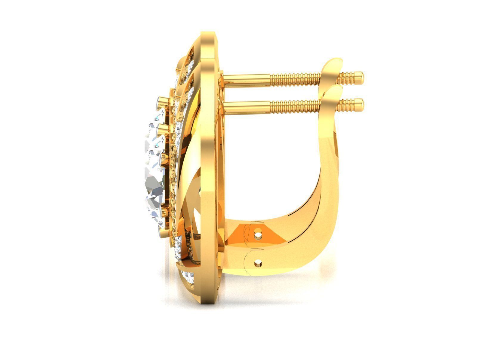 Women solitaire earrings 3dm render detail 3D print model_4