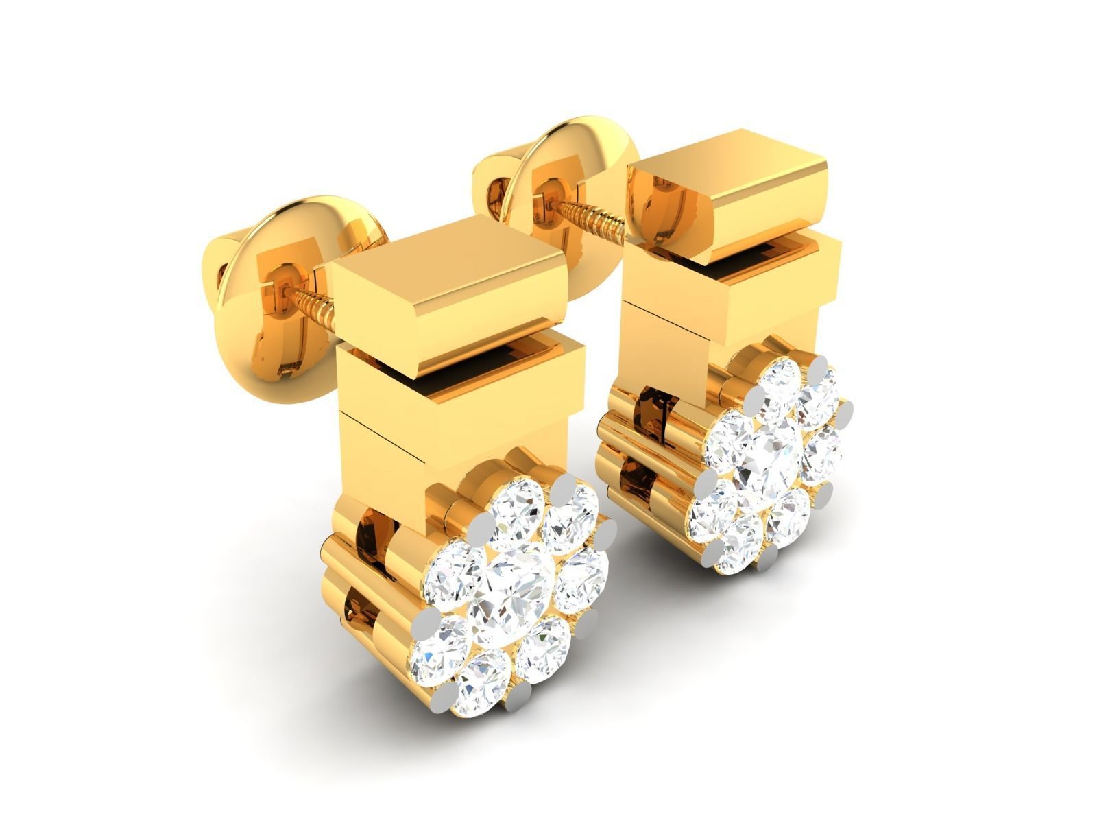 Women solitaire earrings 3dm render detail 3D print model_1