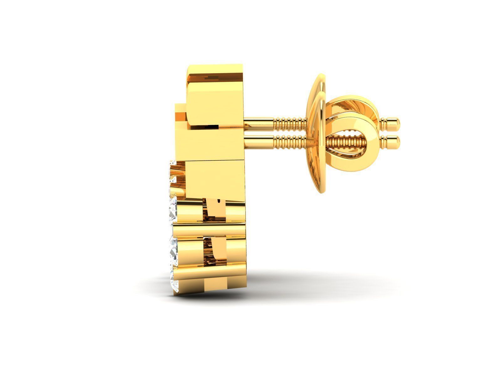 Women solitaire earrings 3dm render detail 3D print model_4