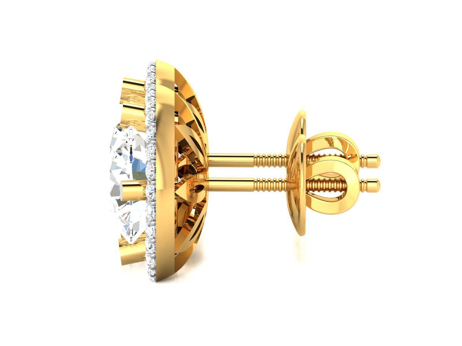 Women solitaire earrings 3dm render detail 3D print model_4