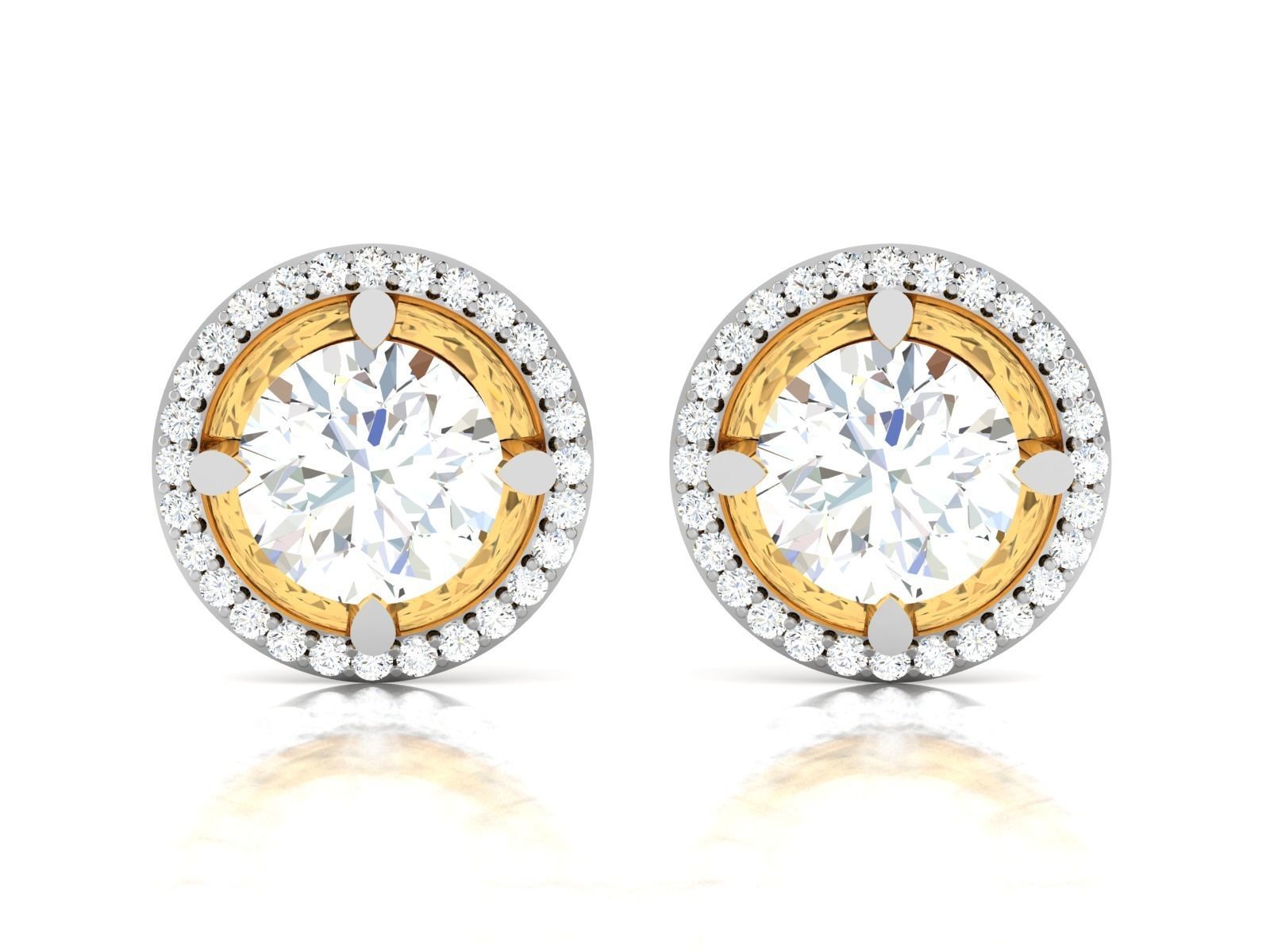 Women solitaire earrings 3dm render detail 3D print model_2