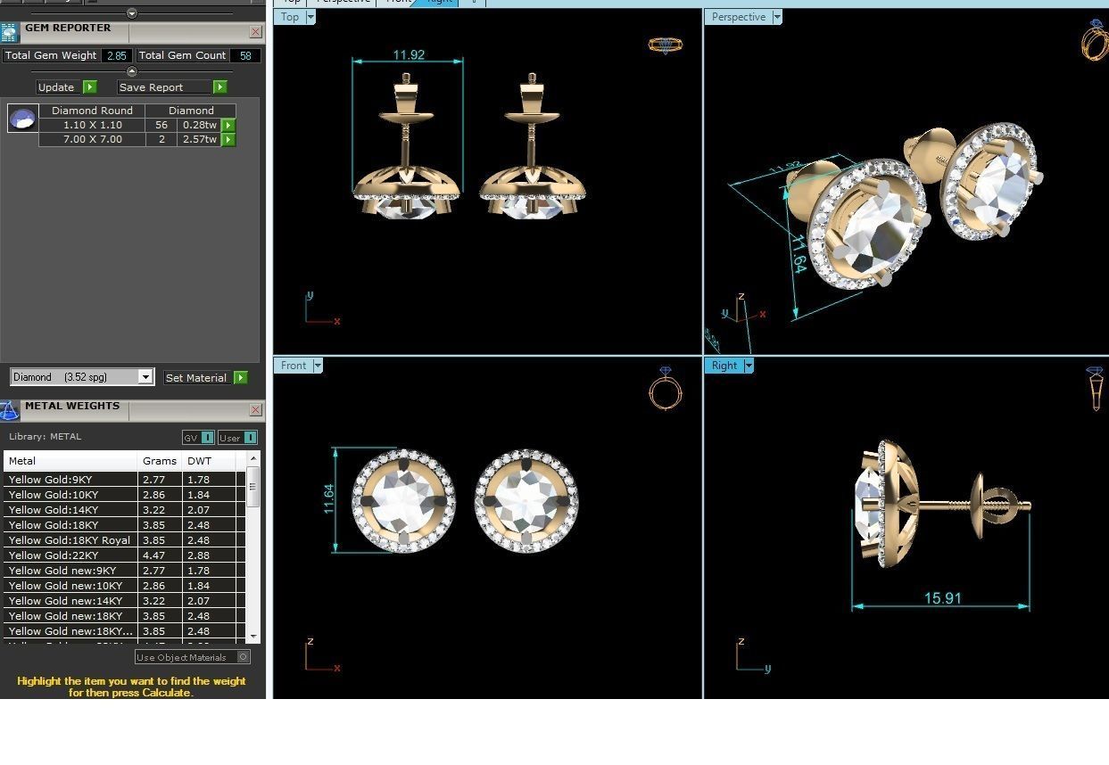 Women solitaire earrings 3dm render detail 3D print model_6