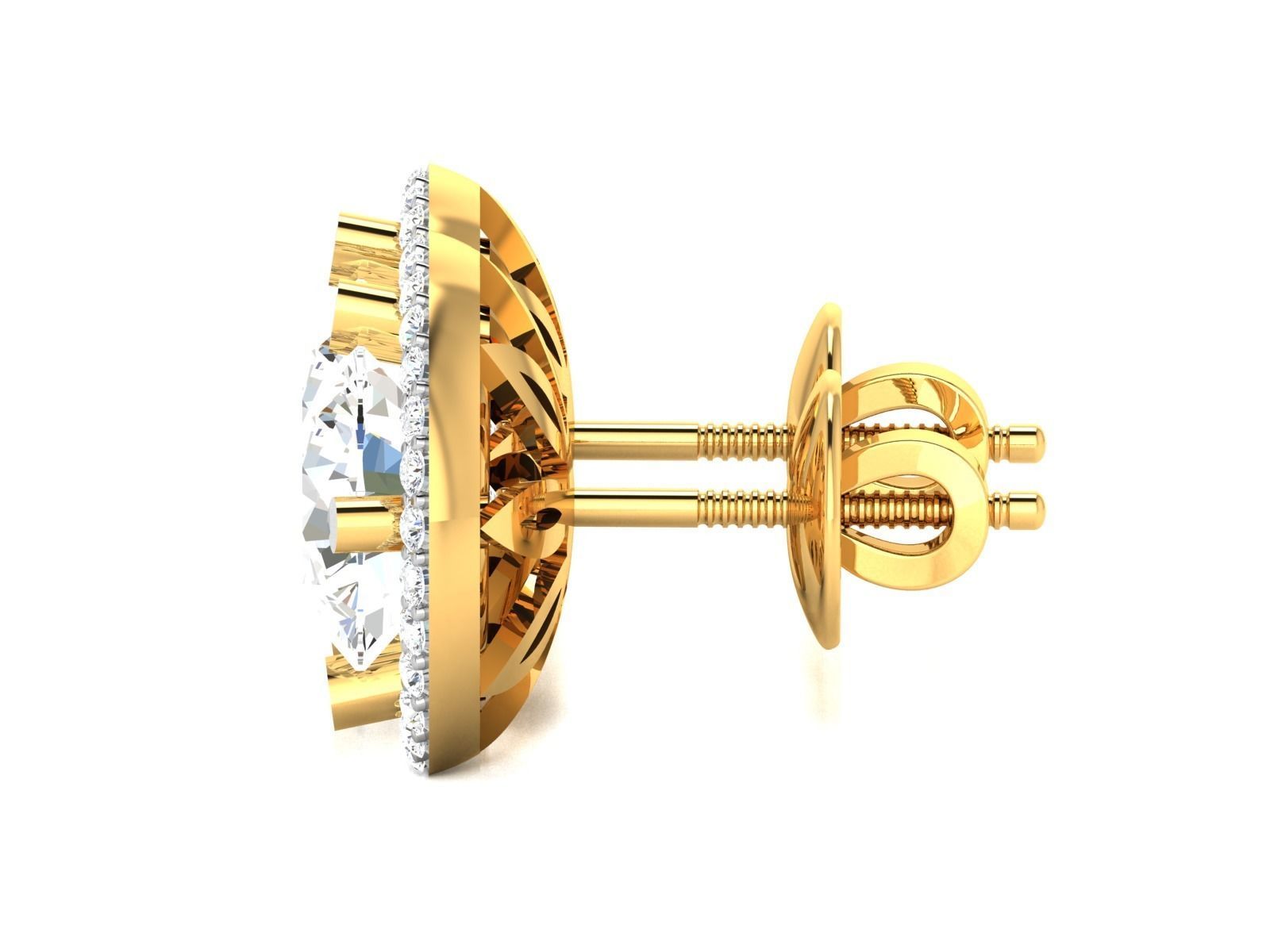 Women solitaire earrings 3dm render detail 3D print model_5