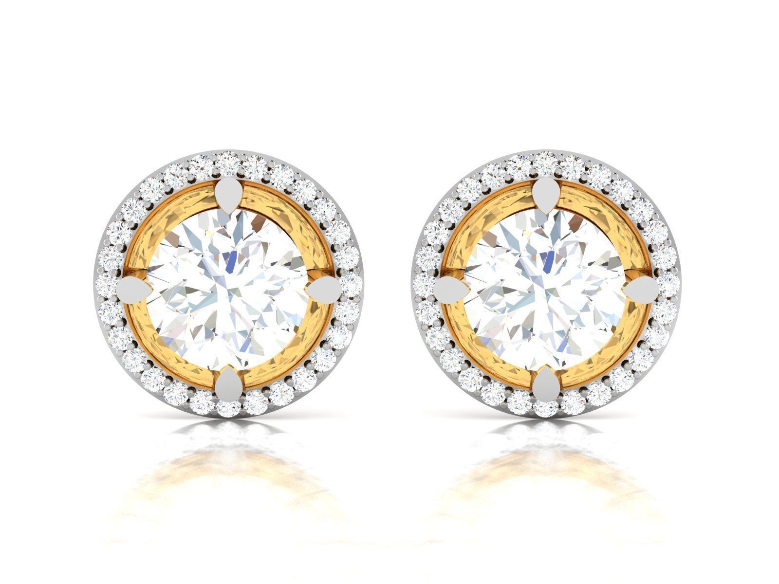 Women solitaire earrings 3dm render detail 3D print model_3