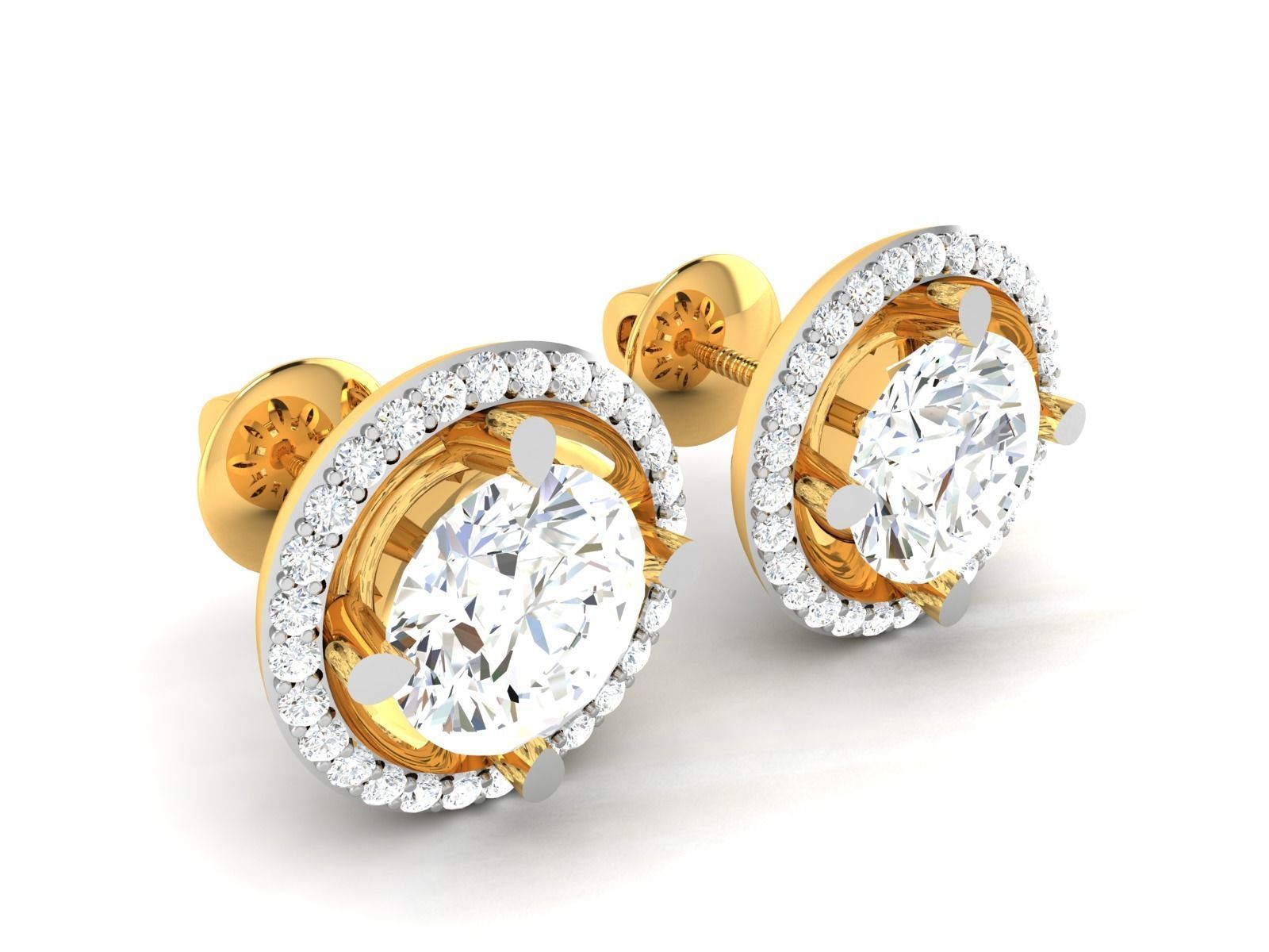 Women solitaire earrings 3dm render detail 3D print model_1