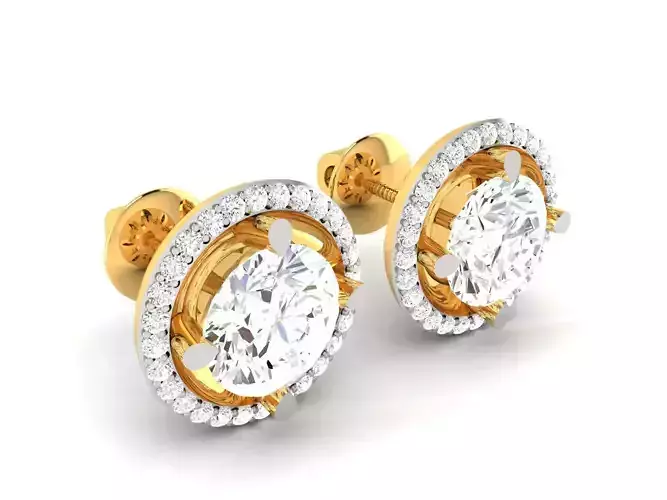 Women solitaire earrings 3dm render detail  3D print model
