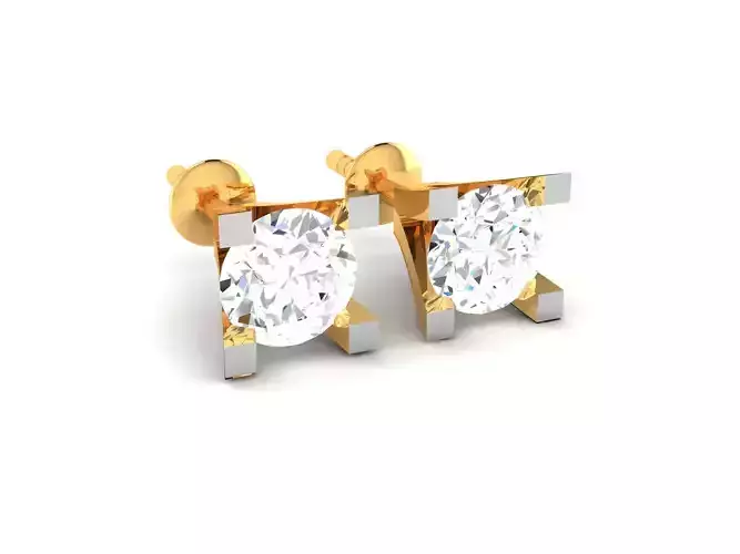 Women solitaire earrings 3dm render detail  3D print model