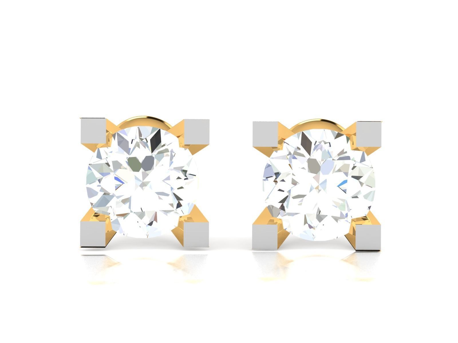 Women solitaire earrings 3dm render detail 3D print model_3