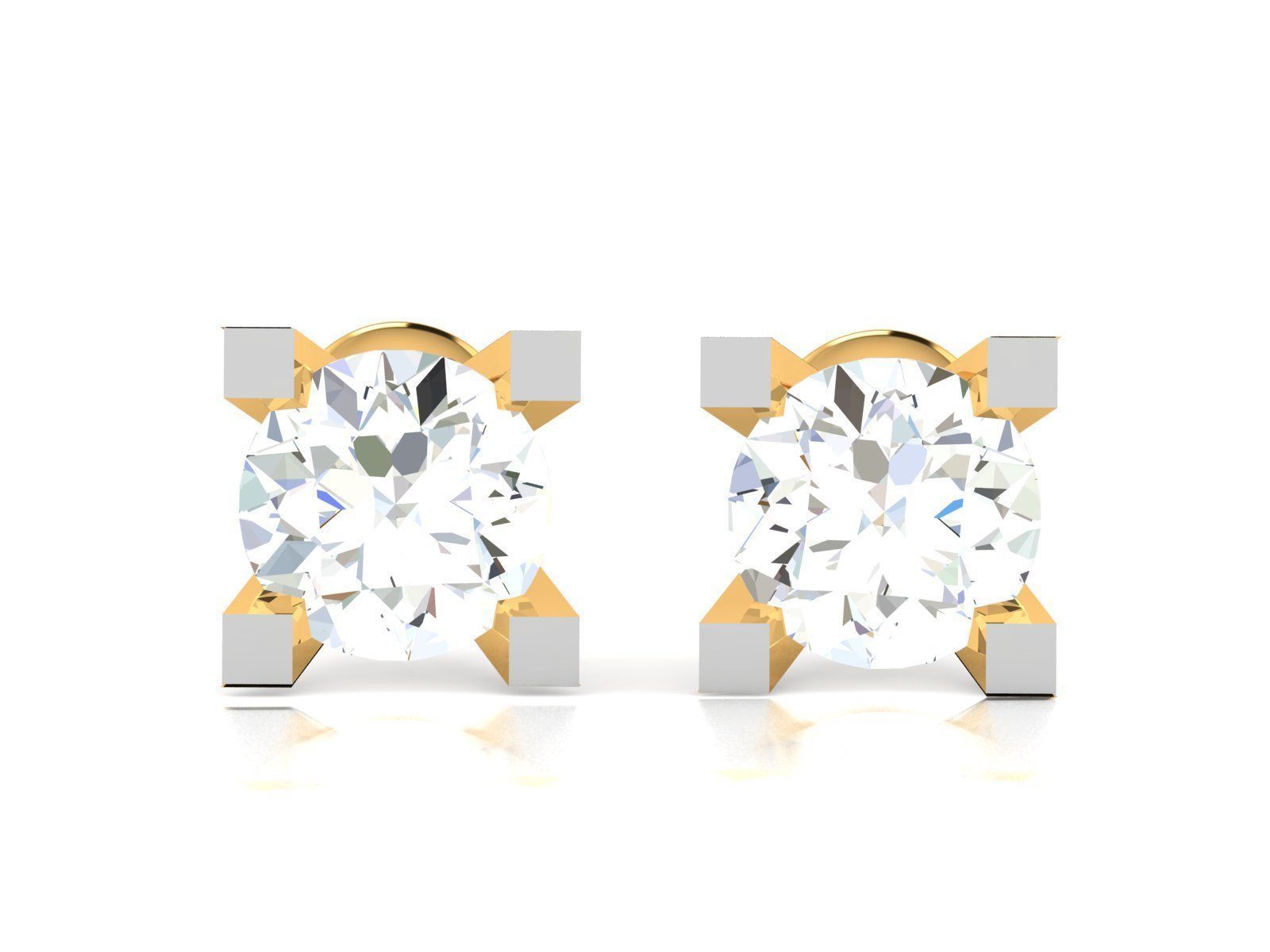Women solitaire earrings 3dm render detail 3D print model_2