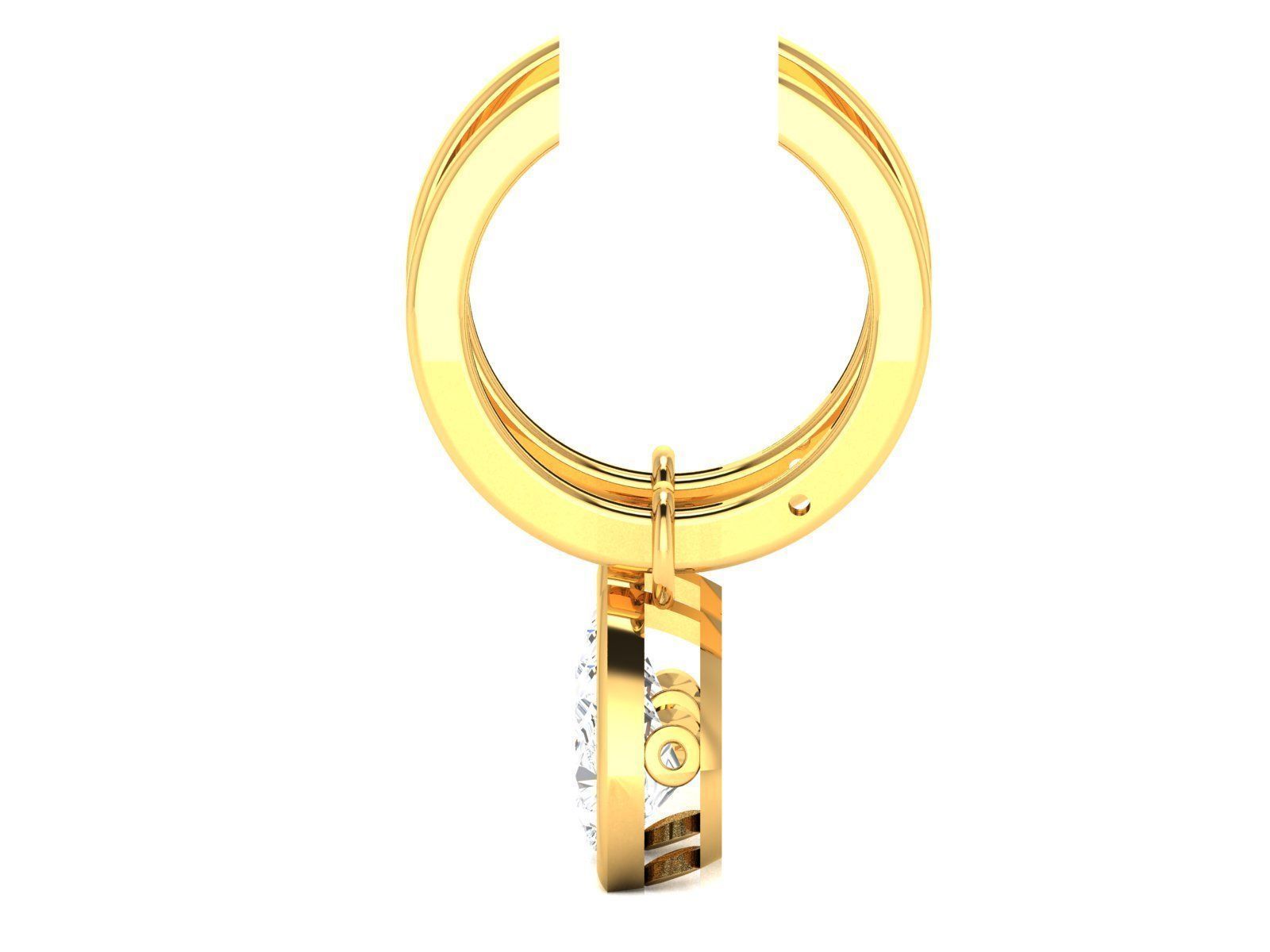 Women solitaire earrings 3dm render detail  3D print model_4