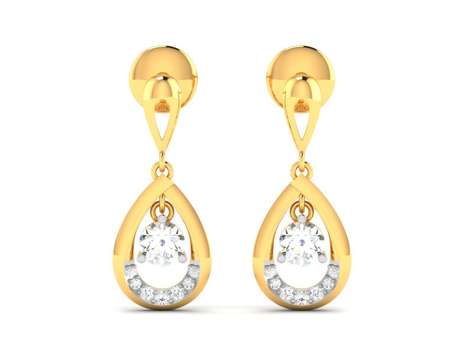 Women solitaire earrings 3dm render detail 3D print model_2